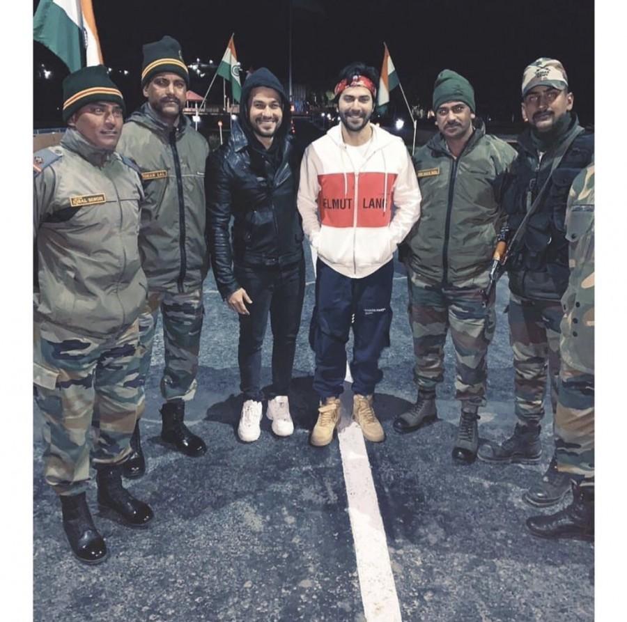Varun Dhawan and Kunal Khemmu Varun Dhawan and Kunal Khemmu,Varun Dhawan,Kunal Khemmu,Varun Dhawan meets army men,Kargil War Memorial,Kalank shooting,Kalank on the sets