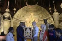Kenneth I. Juster, Patricia Hoffman visit Tridhara Sammilani Durga Puja pandal