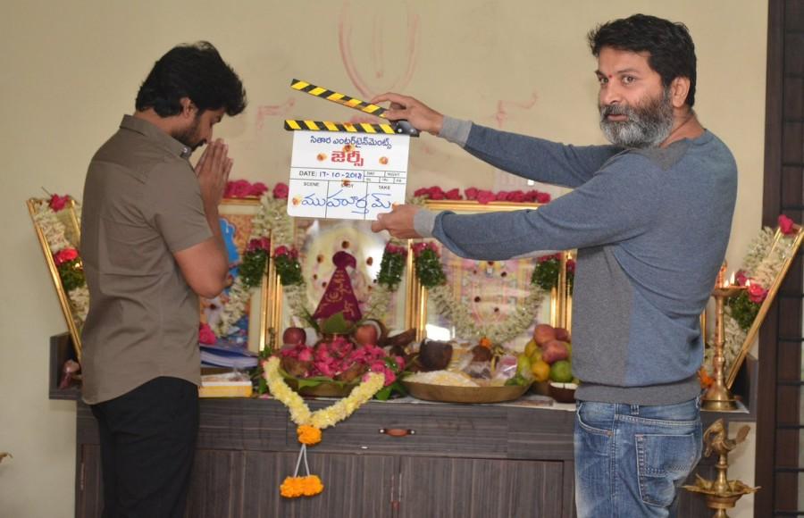 Nani and Shraddha Srinath's new movie launched in style Nani and Shraddha Srinath,Nani,Shraddha Srinath,Natural Star Nani,Trivikram Srinivas,Nani new movie,Nani new movie pooja,Nani new movie launched,Jersey