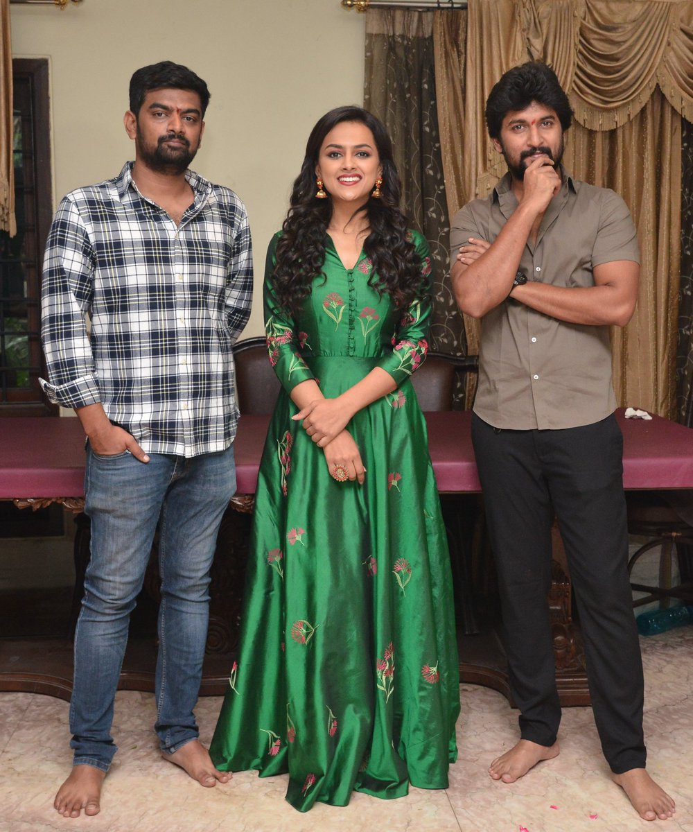 Nani and Shraddha Srinath's new movie launched in style Nani and Shraddha Srinath,Nani,Shraddha Srinath,Natural Star Nani,Trivikram Srinivas,Nani new movie,Nani new movie pooja,Nani new movie launched,Jersey