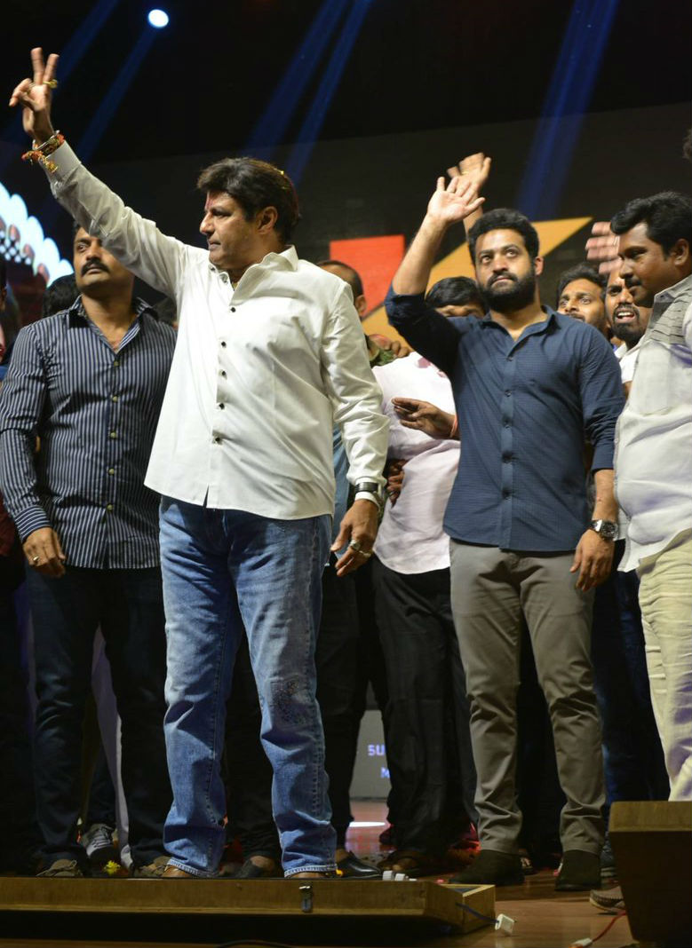 Nandamuri Balakrishna and Jr NTR Nandamuri Balakrishna,Jr NTR,Kalyan Ram,Pooja Hegde,Jagapathi Babu,Eshwari Rao,Naveen Chandra,Aravindha Sametha,Aravindha Sametha success meet,Aravindha Sametha success meet pics,Aravindha Sametha success meet images,Aravindha Sametha success meet stills