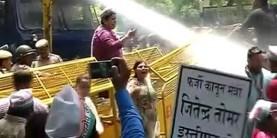 Police used tear gas shells, water cannons on Congress workers protesting against Delhi Law Minister Jitender Tomar
