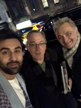 Ranbir Kapoor and Rishi Kapoor with Hollywood star Robert De Niro