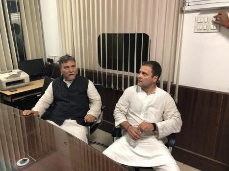 Congress President Rahul Gandhi inside Lodhi Colony Police Station