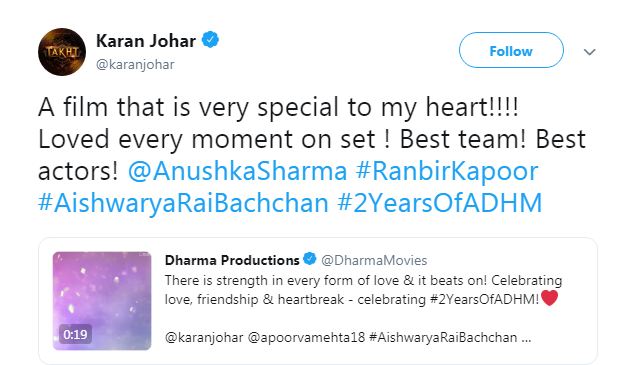Karan Johar, Anushka Sharma get nostalgic on 2 years of 'ADHM' Ae Dil Hai Mushkil,Ae Dil Hai Mushkil 2 years,Karan Johar,Anushka Sharma,Karan Johar and Anushka Sharma