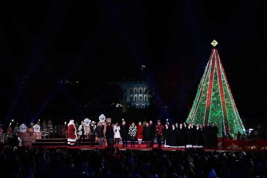 U.S. President Donald Trump lights up the tree at National Christmas