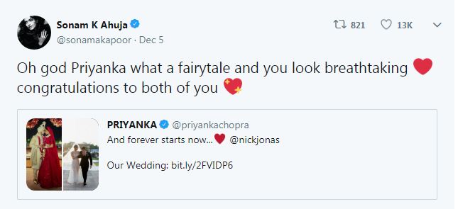 Celebs Wish Priyanka and Nick Jonas NickYanka,Priyanka Chopra Nick Jonas,Priyanka Ki Shaadi,Priyanka chopra wedding,Nick Jonas wedding,nick jonas priyanka chopra,Wedding,Twitter,Celebrities