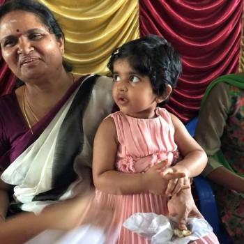 Karthi's Daughter Umayaal with her grand mother