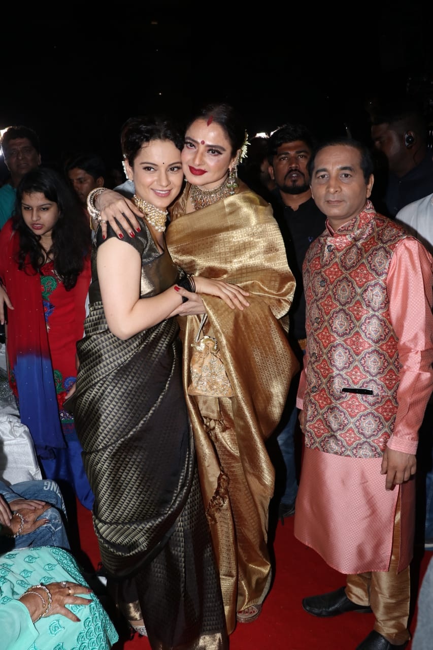 Kangana Ranaut and Rekh Meet Saroj Khan Kangana Ranaut,Kangana Ranaut manikarnika,Kangana ranaut movies,Rekha,rekha actress,Marathi Gaurav,saroj khan,who is saroj khan,choreographer Saroj Khan