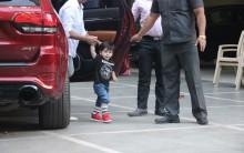 Taimur Ali Khan gazes, Inaaya Naumi Kemmu waves at paparazzi