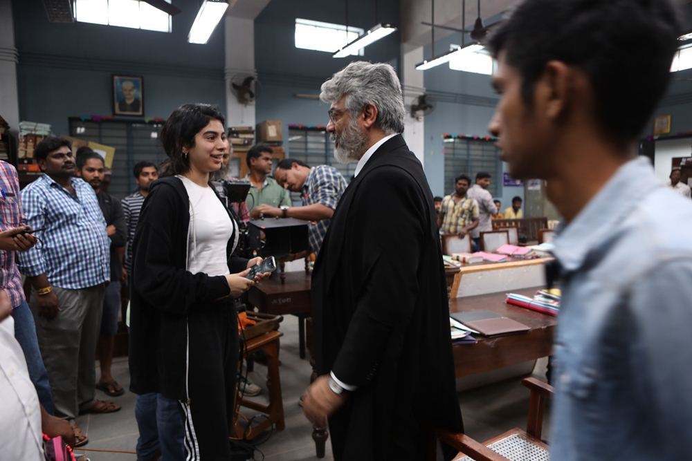 Khushi Kapoor with Ajith Nerkonda paarvai,nerkonda paarvai photos,nerkonda paarvai movie stills,nerkonda paarvai wallpapers,ner konda paarvai,ajith,ajith kumar,ajith pictures,vidya balan,shraddha srinath