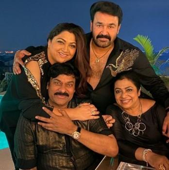 Khushbu, Mohanlal, Chiranjeevi and Poornima Bhagyaraj
