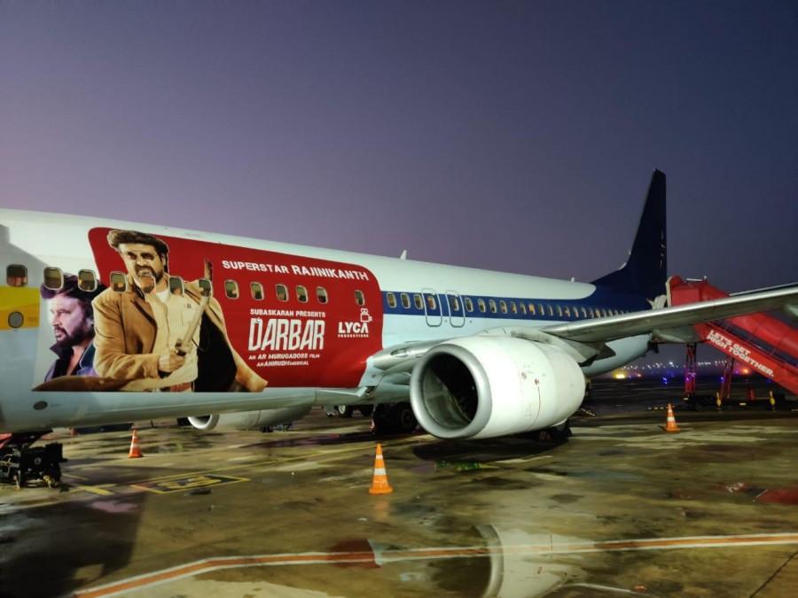 Darbar Promotions Reaches the Sky Darbar,rajinikanth,rajinikanth darbar flight,darbar flight,darbar promotions,kabali