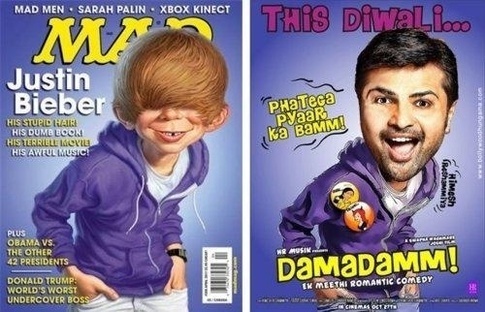 Damadamm! Copied from Justin Bieber on MAD Magazine Cover Movie Poster Copied from Hollywood Movie,Copycat Bollywood film posters,Poster Copied,Bollywood Movie Posters copied from Hollywood,movie poster copied,movie poster,Hollywood Movie poster copied,Hollywood poster copied
