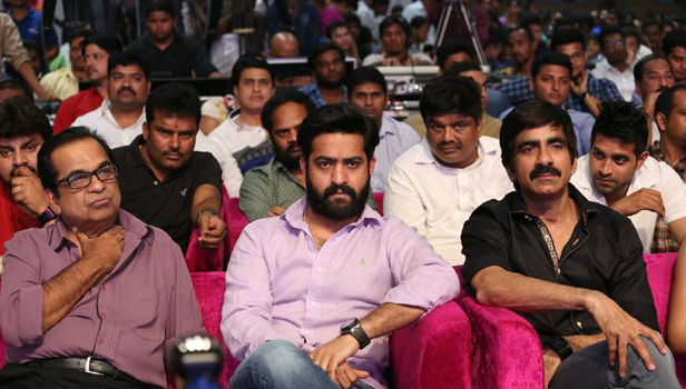 Brahmanandam, Jr. NTR and Ravi Teja at Kick 2 Audio Launch