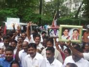 Jayalalithaa supporters outside her residence at Poes Garden