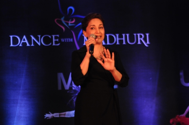 Actress Madhuri Dixit Nene during the launch of Madhuri Dixit Nene's online dance academy 'Dance With Madhuri' DWM) Version 2.0 in Mumbai on 13 May 2015. Madhuri Dixit Nene,Madhuri Dixit Nene dance,Madhuri Dixit Nene dance academy,Madhuri Dixit Nene dance school,online dance academy,Dance With Madhuri