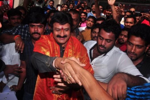 South Indian Actor Nandamuri Balakrishna Watches Lion Movie at Bramaramba Theatre in Hyderabad