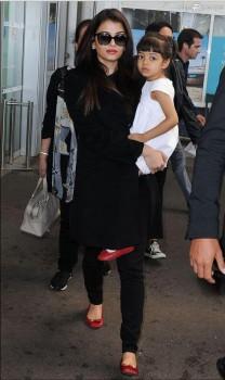 Aishwarya Rai Bachchan and Aaradhya arrive at Hotel Martinez for Cannes 2015