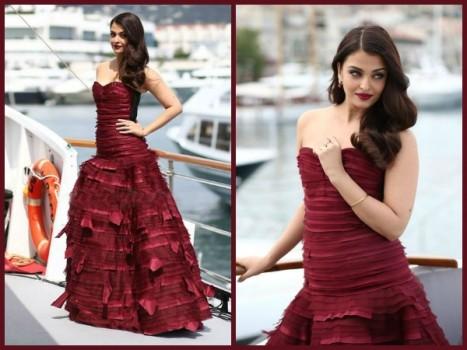 Aishwarya Rai Bachchan in Maroon at Jazbaa Launch