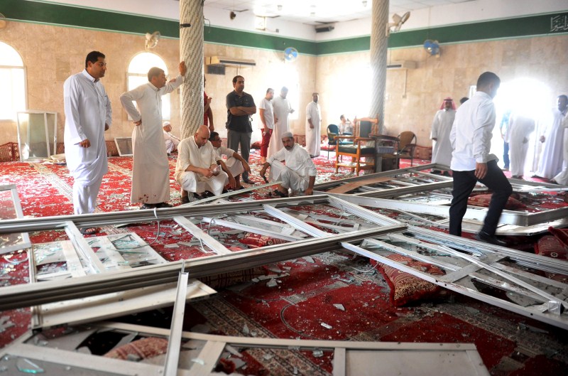 Family members of victims and well wishers are seen after a suicide bomb attack at the Imam Ali mosque ISIS Suicide Bomber attacks Saudi Shiite Mosque,ISIS Suicide Bomber,Saudi Arabia attack,Al Qudaih,Mosque attack,ISIS suicide bomber attacks,Shiite mosque,Saudi Press Agency,terrorist cell,terrorist attack,terrorist attack on Mosque