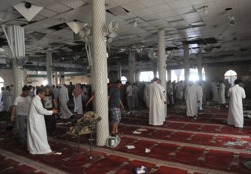 Family members of victims and well wishers are seen after a suicide bomb attack at the Imam Ali mosque ISIS Suicide Bomber attacks Saudi Shiite Mosque,ISIS Suicide Bomber,Saudi Arabia attack,Al Qudaih,Mosque attack,ISIS suicide bomber attacks,Shiite mosque,Saudi Press Agency,terrorist cell,terrorist attack,terrorist attack on Mosque