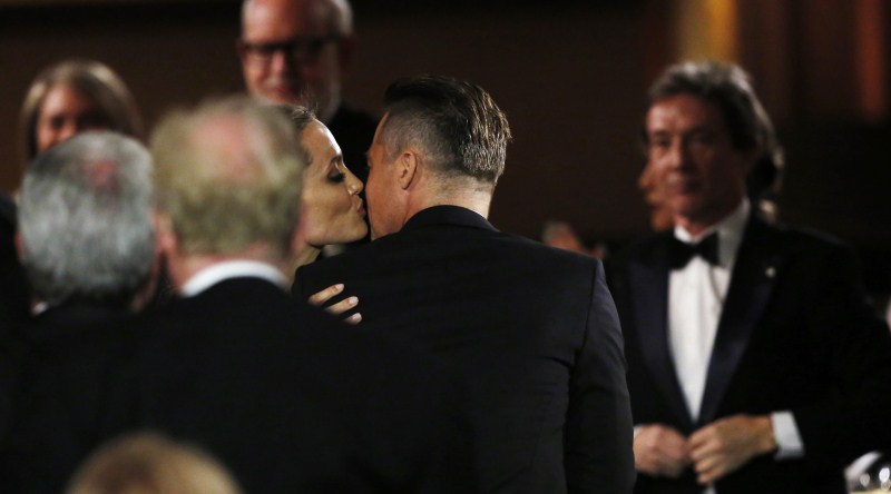 Actress Angelina Jolie kisses her partner, actor Brad Pitt, as she is announced recipient of the Jean Hersholt Humanitarian Award When the Stars Kiss,Stars Kiss,celebrities lock lips,lock lips,celebs lock lips,kiss the stars with me,kiss the stars horse,kiss the stars chords,Kiss the Stars,lip lock,hot kiss,hot kiss pics,hot kiss images,hot kiss stills