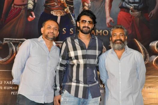 S. S. Rajamouli and Prabhas at Baahubali Press Meet