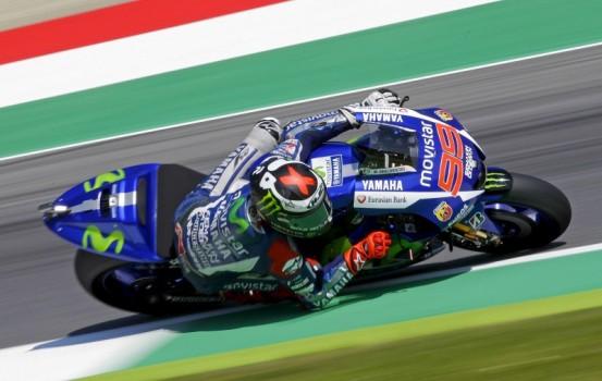 Yamaha MotoGP rider Jorge Lorenzo of Spain takes a curve during the third free practice session for the Italian Grand Prix at the Mugello circuit, Italy