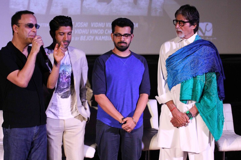 Vidhu Vinod Chopra, Amitabh Bachchan & Farhan Akhtar at Wazir First Look Launch Amitabh Bachchan and Farhan Akhtar launch the first look of Wazir,Amitabh Bachchan launch the first look of Wazir,Farhan Akhtar launch the first look of Wazir,Amitabh Bachchan and Farhan Akhtar,Amitabh Bachchan,Farhan Akhtar,Wazir,Wazir first look