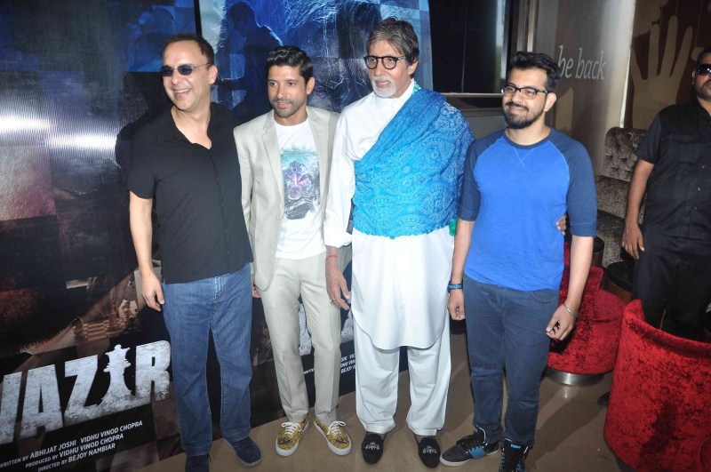 Vidhu Vinod Chopra, Amitabh Bachchan and Farhan Akhtar at Wazir First Look Launch Amitabh Bachchan and Farhan Akhtar launch the first look of Wazir,Amitabh Bachchan launch the first look of Wazir,Farhan Akhtar launch the first look of Wazir,Amitabh Bachchan and Farhan Akhtar,Amitabh Bachchan,Farhan Akhtar,Wazir,Wazir first look