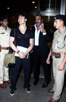Tiger Shroff with Jackie Shroff snapped at International Airport Mumbai