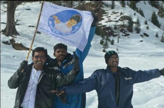 Vijay fans Host his flag at Himalaya