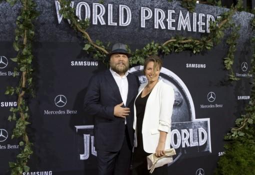 Cast member Vincent D'Onofrio and his wife Carin van der Donk pose at the premiere of 'Jurassic World' in Hollywood, California,