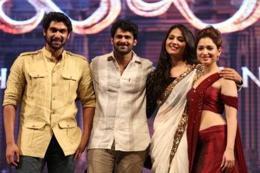 Prabhas, Rana Daggubati, Anushka Shetty and Tamannaah at Baahubali Audio Launch