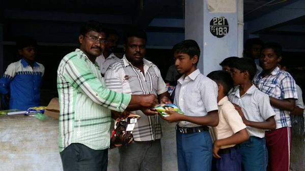 Superstar Rajinikanth fans provide free Notebooks for School Children