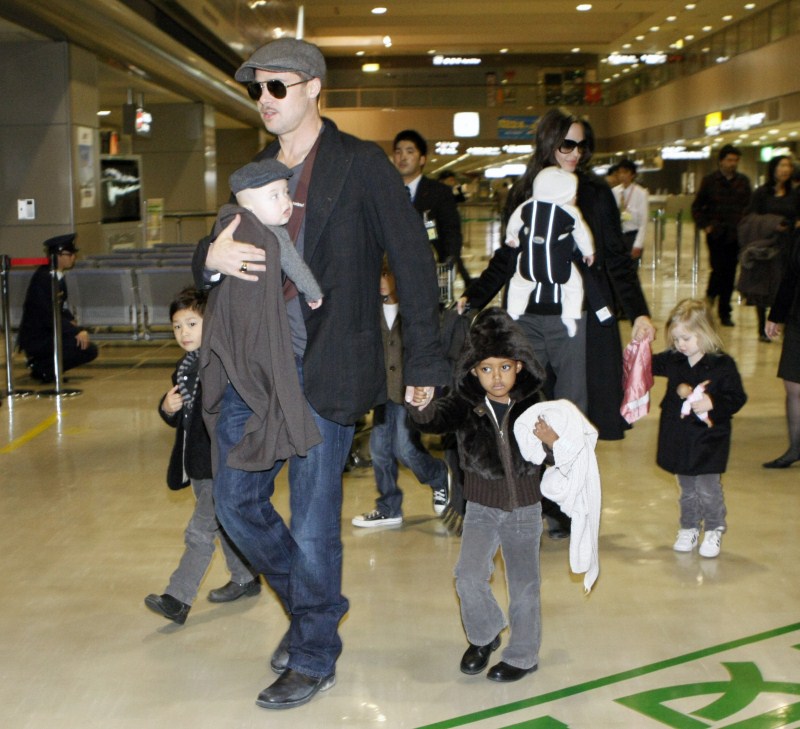 U.S. actors Brad Pitt and Angelina Jolie with their children at Narita Fathers' Day,Fathers' Day 2015,Hollywood celebs with their Kids,celebs with their Kids,Happy Father's Day,dads and their kids,celebrities with their kids,celebrity kids