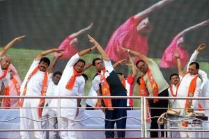 Anandiben Patel at International Yoga Day Celebration,Arvind Kejriwal at International Yoga Day Celebration,Devendra Fadnavis at International Yoga Day Celebration,DR Rama Singh at International Yoga Day Celebration,Siddaramaiah at International Yoga Day