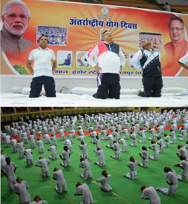 DR Rama Singh at International Yoga Day Celebration in Raipur Anandiben Patel at International Yoga Day Celebration,Arvind Kejriwal at International Yoga Day Celebration,Devendra Fadnavis at International Yoga Day Celebration,DR Rama Singh at International Yoga Day Celebration,Siddaramaiah at International Yoga Day