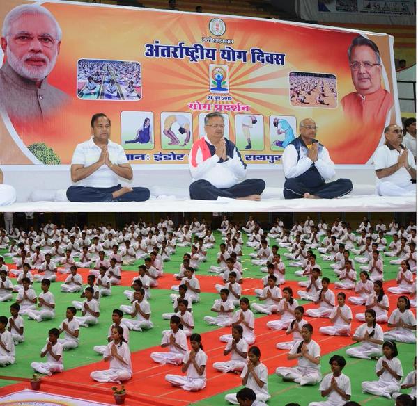 DR Rama Singh at International Yoga Day Celebration in Raipur Anandiben Patel at International Yoga Day Celebration,Arvind Kejriwal at International Yoga Day Celebration,Devendra Fadnavis at International Yoga Day Celebration,DR Rama Singh at International Yoga Day Celebration,Siddaramaiah at International Yoga Day