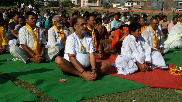 Radha Mohan Singh at International Yoga Day Celebration Anandiben Patel at International Yoga Day Celebration,Arvind Kejriwal at International Yoga Day Celebration,Devendra Fadnavis at International Yoga Day Celebration,DR Rama Singh at International Yoga Day Celebration,Siddaramaiah at International Yoga Day