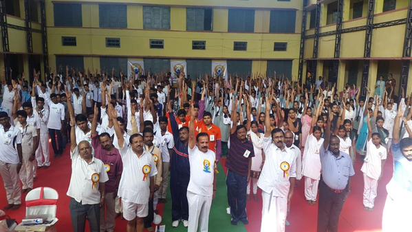 Sadananda Gowda at International Yoga Day Celebration in Thiruvananthapuram Anandiben Patel at International Yoga Day Celebration,Arvind Kejriwal at International Yoga Day Celebration,Devendra Fadnavis at International Yoga Day Celebration,DR Rama Singh at International Yoga Day Celebration,Siddaramaiah at International Yoga Day