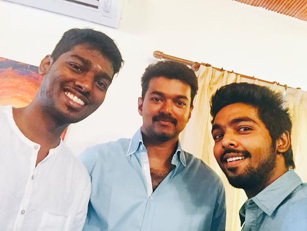 Atlee, Vijay and GV Prakash Vijay,Vijay 59 Movie Pooja,Vijay 59 Movie launch,Samantha,Amy Jackson,ilayathalapathy vijay,atlee,GV Prakash,Vijay 59 Movie Launch,Vijay 59 Movie Launch pics,Vijay 59 Movie Launch images,Vijay 59 Movie Launch photos,Vijay 59 Movie Launch stills