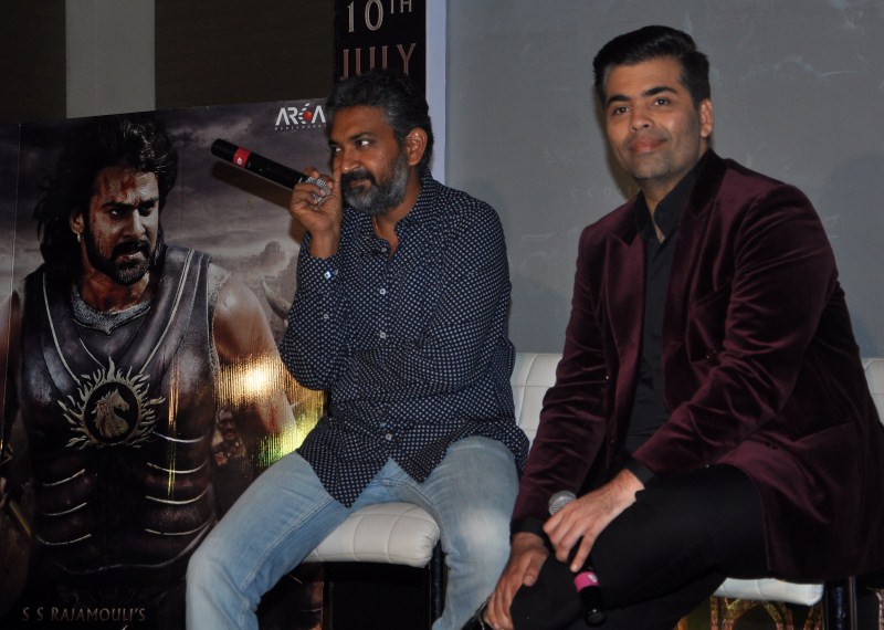 S. S. Rajamouli and Karan Johar Baahubali,Baahubali Song Launch,Baahubali Song Launch pics,Baahubali Song Launch images,Baahubali Song Launch photos,Baahubali Song Launch stills,S. S. Rajamouli,Karan Johar