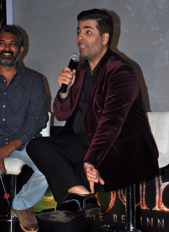 S. S. Rajamouli and Karan Johar Baahubali,Baahubali Song Launch,Baahubali Song Launch pics,Baahubali Song Launch images,Baahubali Song Launch photos,Baahubali Song Launch stills,S. S. Rajamouli,Karan Johar