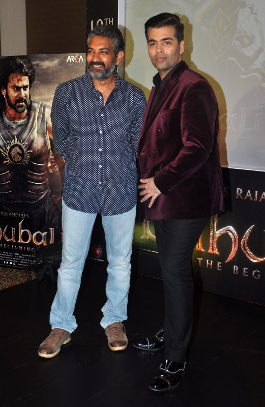 S. S. Rajamouli and Karan Johar Baahubali,Baahubali Song Launch,Baahubali Song Launch pics,Baahubali Song Launch images,Baahubali Song Launch photos,Baahubali Song Launch stills,S. S. Rajamouli,Karan Johar