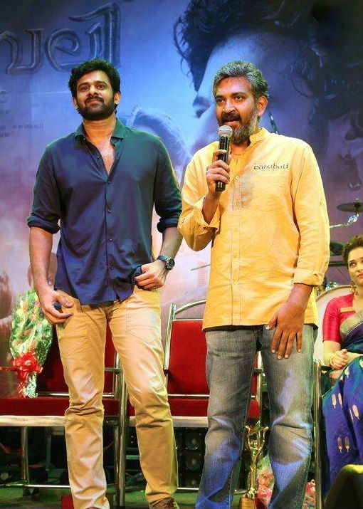 S. S. Rajamouli and Prabhas at Bahubali Malayalam Audio Launch Baahubali,Baahubali Malayalam Audio Launch,S. S. Rajamouli,Prabhas,Rana Daggubati,Anushka Shetty,Tamannaah,Baahubali Malayalam Audio Launch pics,Baahubali Malayalam Audio Launch images,Baahubali Malayalam Audio Launch photos,Baahubali Malayalam Audio Laun