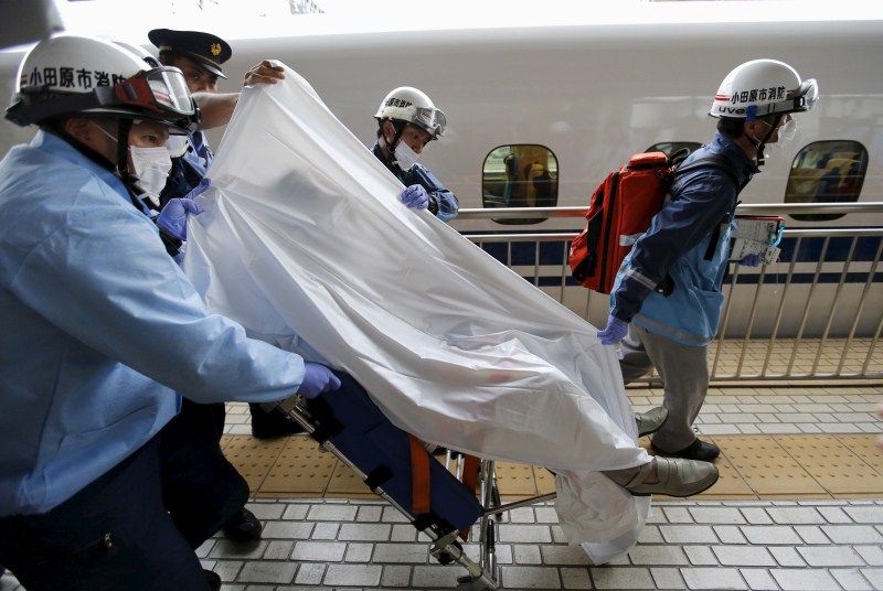Japan bullet train 'self-immolation' fire kills two Peoples Japan bullet train,Japan bullet train 'self-immolation' fire kills two Peoples,Japan bullet train 'self-immolation',2 Dead After Self-Immolation,Japanese Bullet Train,bullet train south of Tokyo,Japan bullet train suicide
