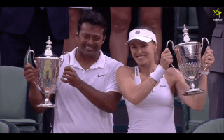 Leander Paes and Martina,Leander Paes and Martina wins Wimbledon Mixed Doubles Final,Wimbledon Mixed Doubles Final,Wimbledon 2015,Mixed Doubles Final,Leander Paes,Martina,Martina Hingis