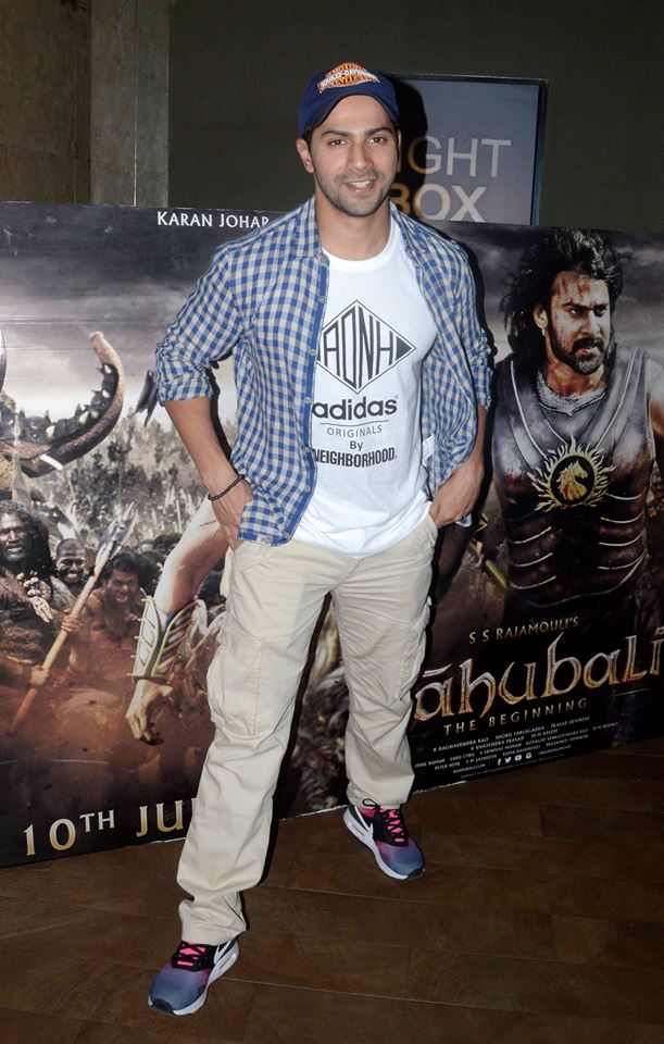 Varun Dhawan at Baahubali Special Screening Salman Khan watch Baahubali Movie,Varun Dhawan watch Baahubali Movie,Elli Avram watched Baahubali Movie,Salman Khan,Varun Dhawan and Elli Avram watched Baahubali Movie,Special Screening of Baahubali at Lightbox,Baahubali Special Screening,salman khan,Va
